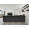 Complete PVC Lacquer Island Black Shaker Kitchen Cabinet